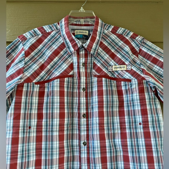 Magellan Outdoors Men's Fish Gear Classic Fit Cotton Blend Madras Vented Size L - Picture 7 of 12